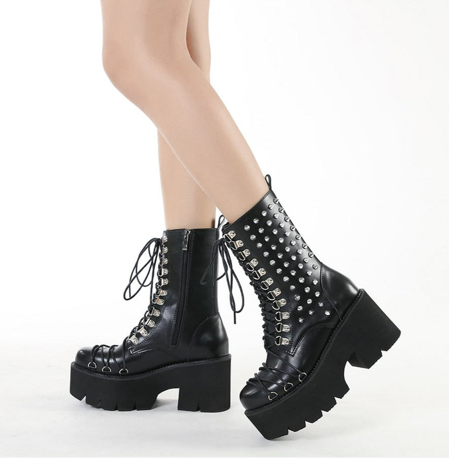 Women Handmade Motorcycle Punk Lolita Boots