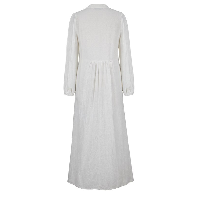 Women V-neck Embroidered Bohemian Dress