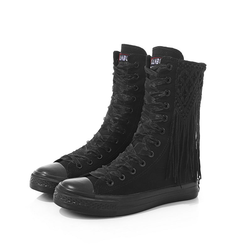Women Decorated Embroidery Vulcanized Sneakers Canvas Boots