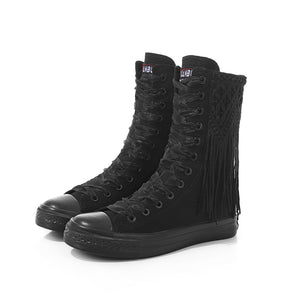 Women Decorated Embroidery Vulcanized Sneakers Canvas Boots