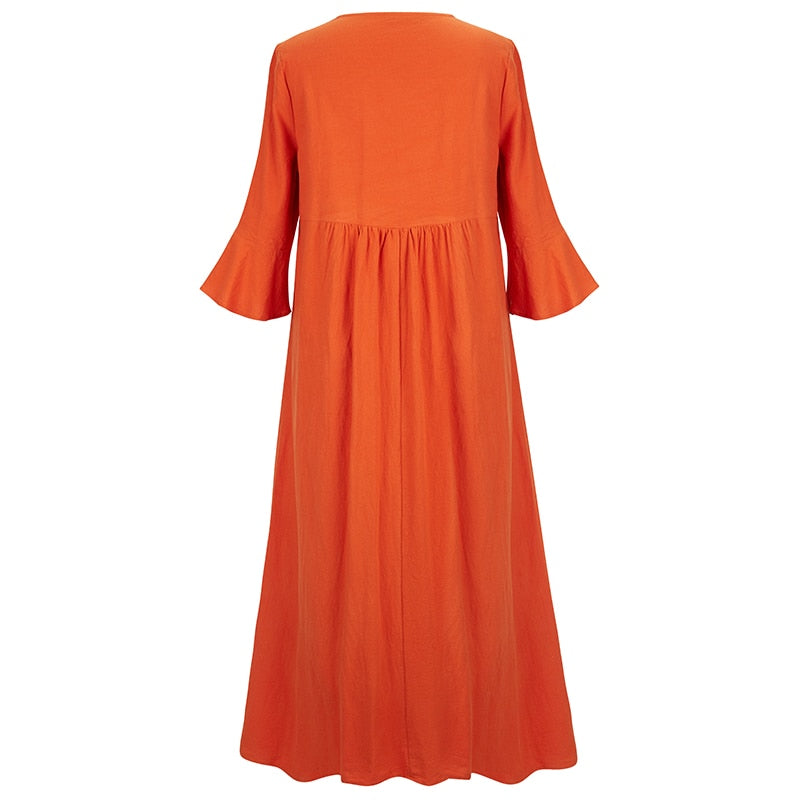 Women Bohemian Embroidered Loose Dress