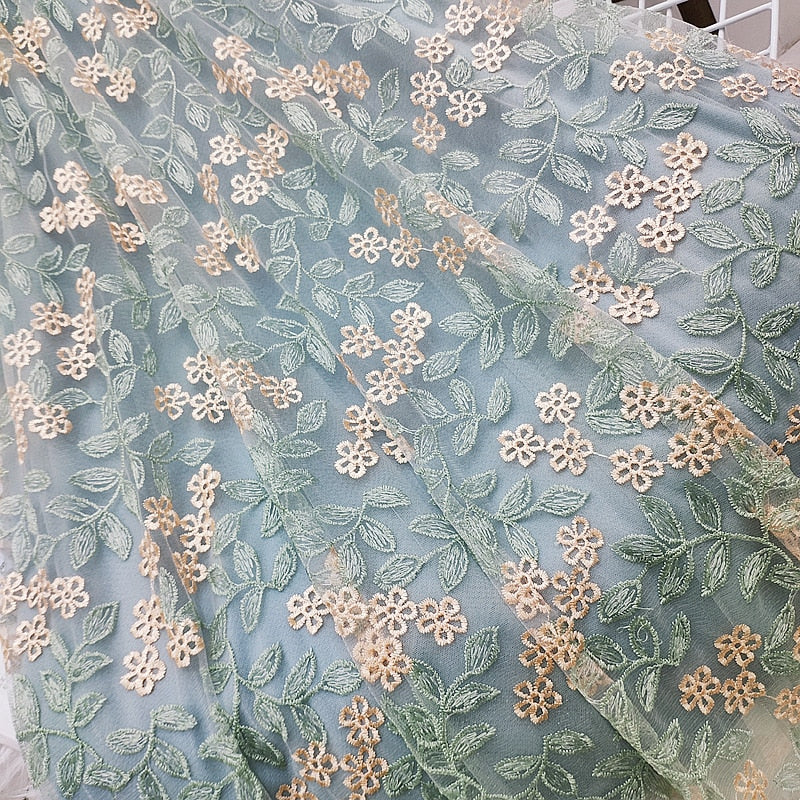 Women Embroidery Floral Mesh Long Skirt