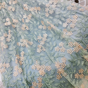 Women Embroidery Floral Mesh Long Skirt