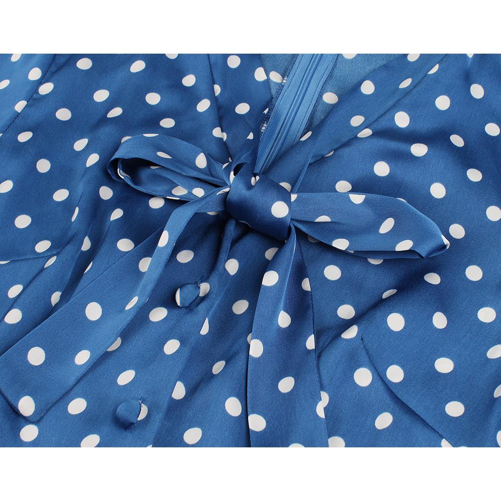 Women Short Sleeve Polka Dots Vintage Dress
