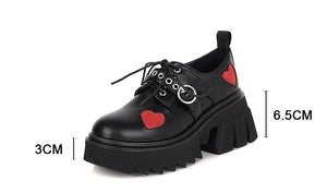 Women Chunky High Heels Heart Cute Gothic Shoes