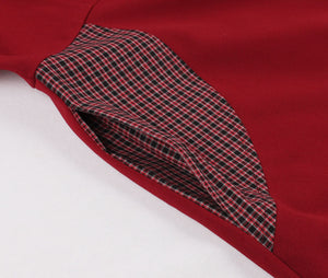 Women Plaid Bow Vintage Dress