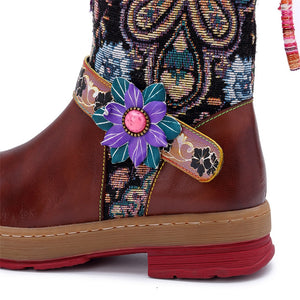 Women Retro Bohemian Genuine Leather Vintage Boots