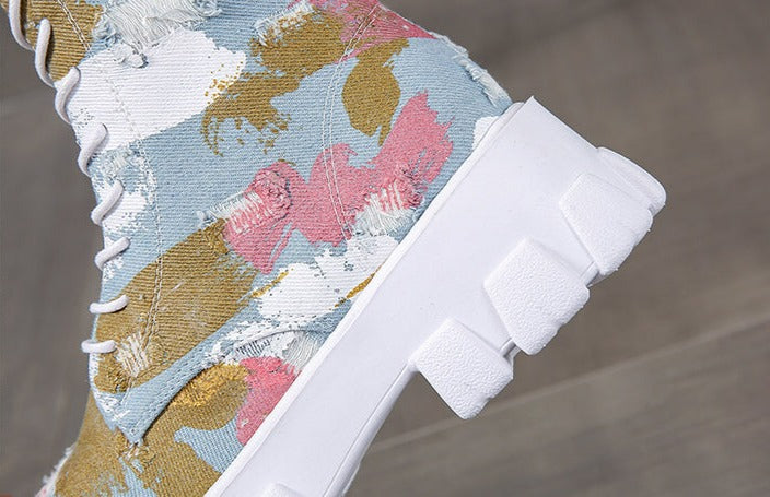 Women Canvas Tide Boots Platform Thick High-top Sneakers