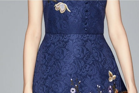 Women Embroidery Jacquard Dress Festa Vintage Floral Dress