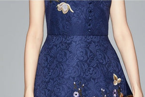 Women Embroidery Jacquard Dress Festa Vintage Floral Dress