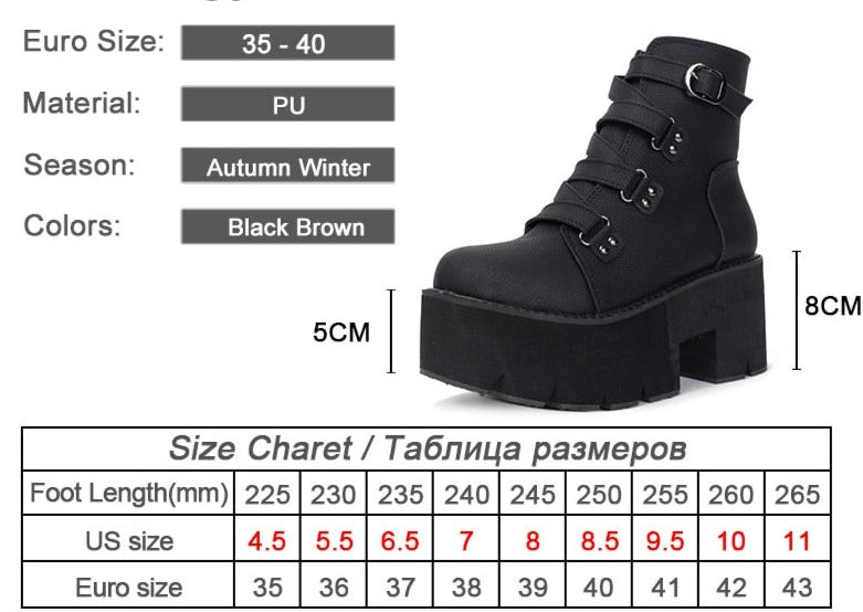 Women Ankle Rubber Sole Buckle Leather Shoes
