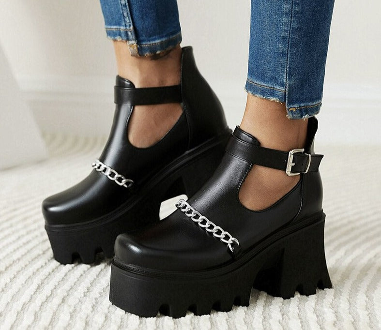 Women Casual Chains Pumps Straps Platform Shoes