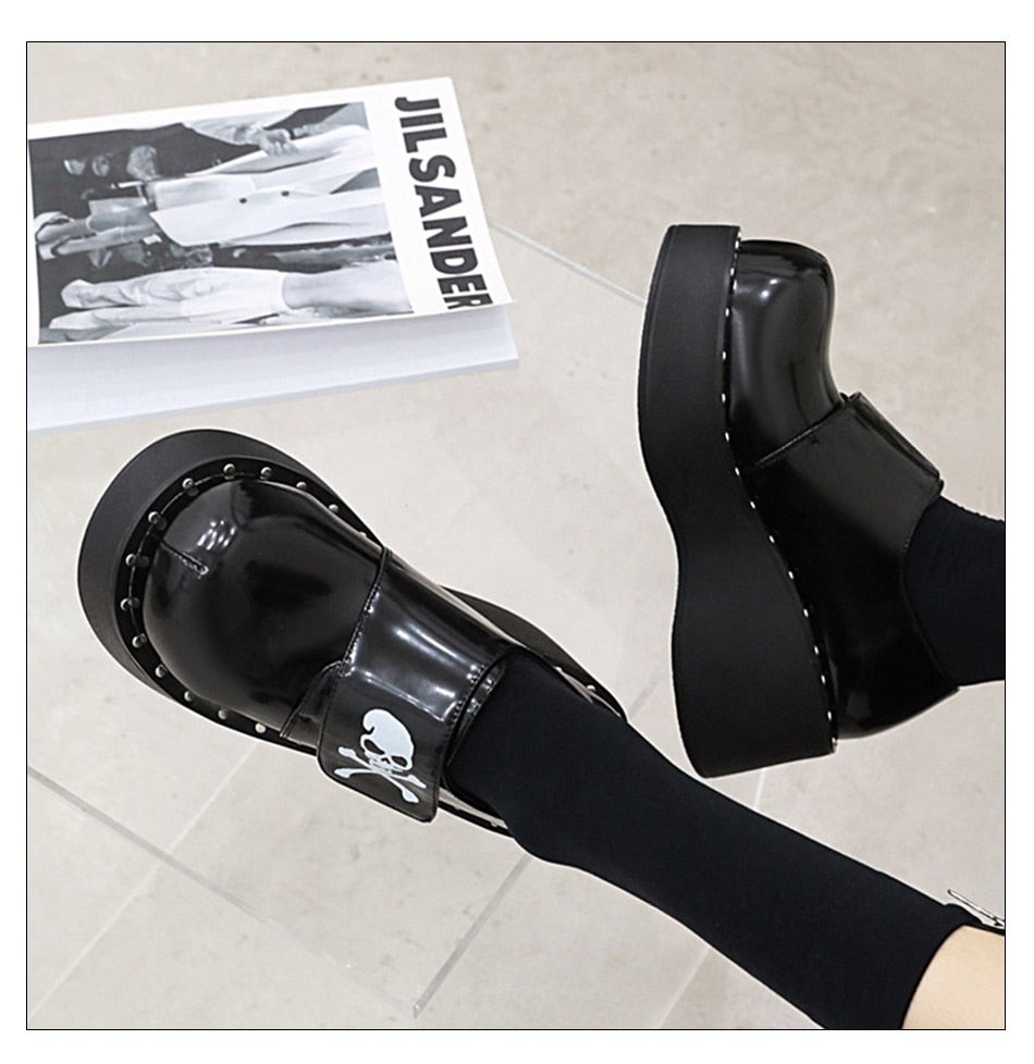 Women Gothic Platform Leather Japanese Harajuku Shoes