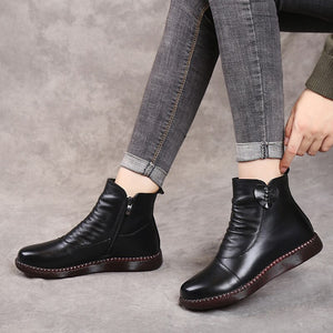 Women Genuine Leather Ankle Casual Boots