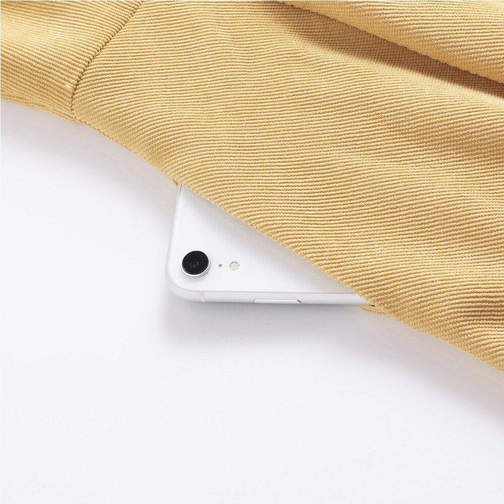 Women Vintage Peter Pan Collar Corduroy Elegant Midi Dress