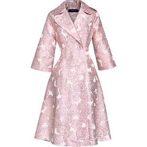 Women Floral Trench  Jacquard Outfit Coats