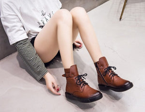 Women Genuine Leather Handmade Ankle Boots