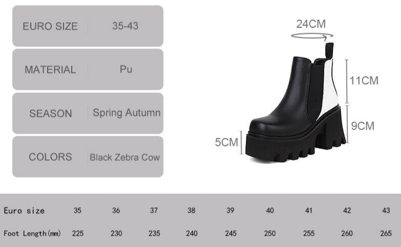 Women Cow Pattern Platform Chelsea Elastic Band Boots