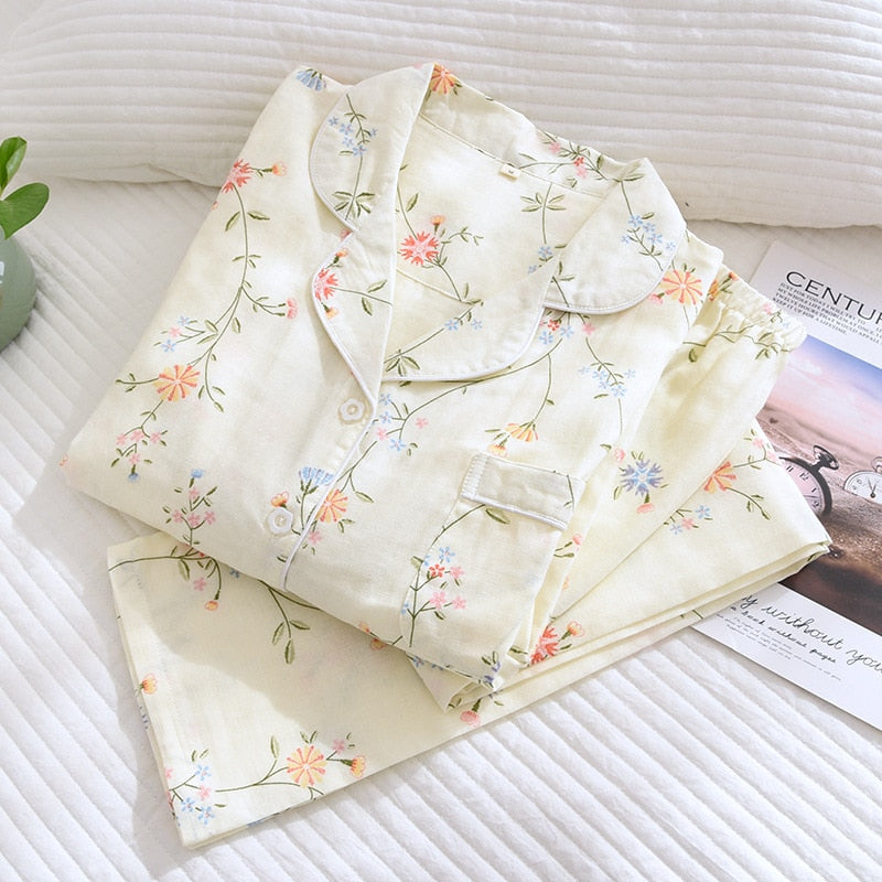 Women Floral Cotton Casual Pyjamas Set