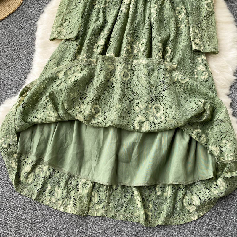 Women Vintage Lace Floral Slim Vestidos Elegant Dress