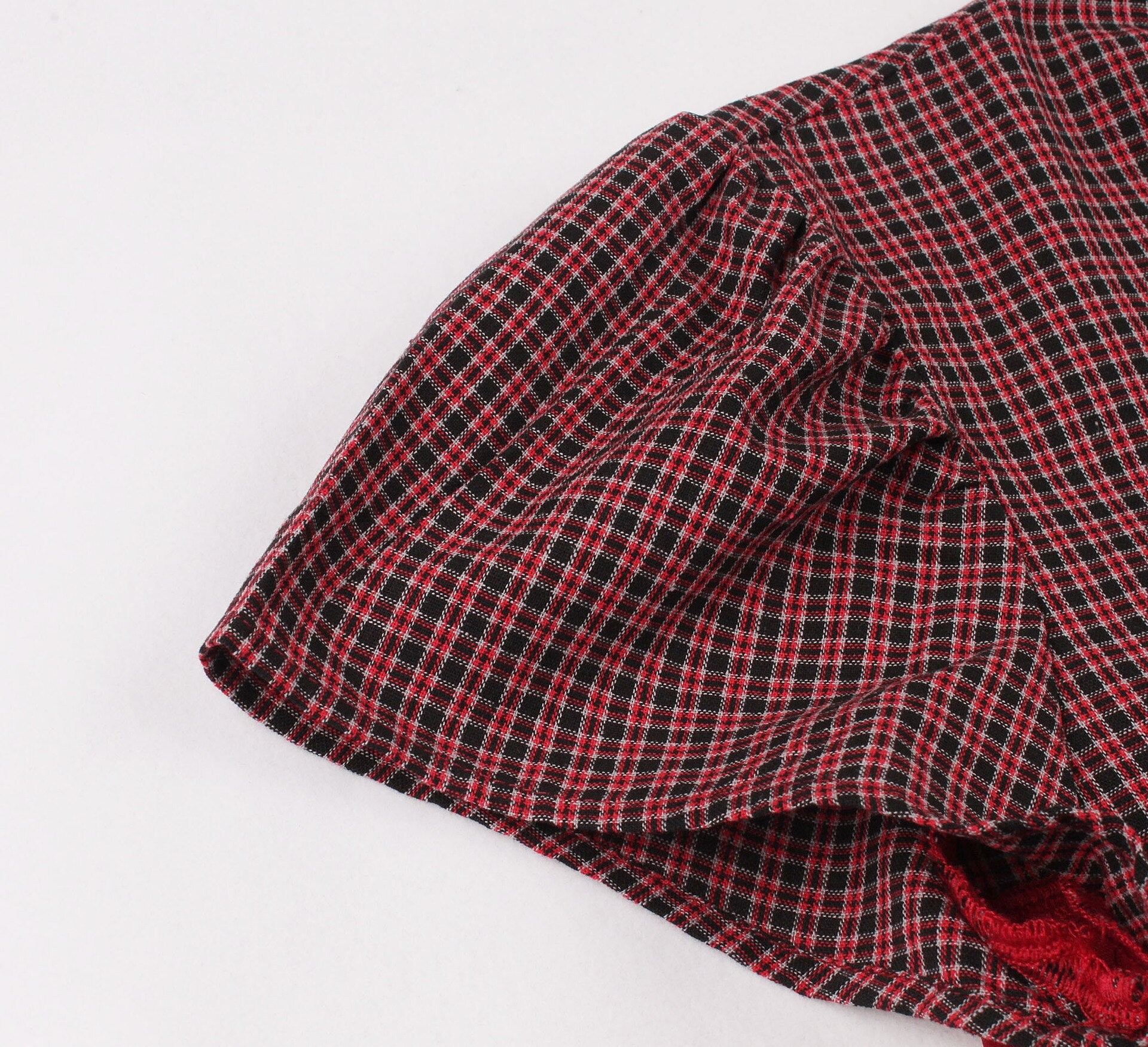 Women Plaid Bow Vintage Dress