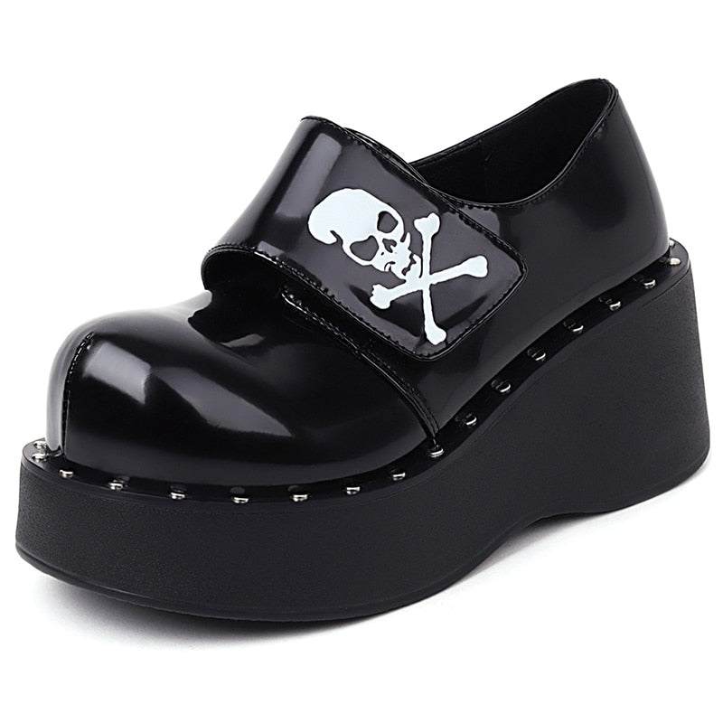 Women Gothic Platform Leather Japanese Harajuku Shoes