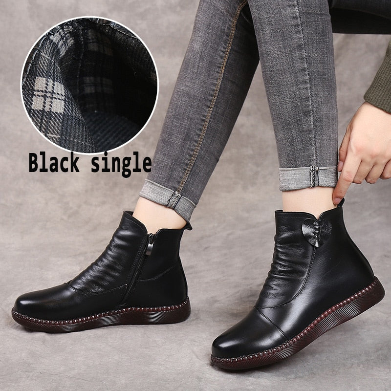 Women Genuine Leather Ankle Casual Boots