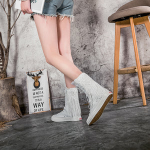 Women Decorated Embroidery Vulcanized Sneakers Canvas Boots