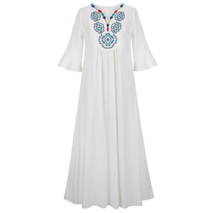 Women Bohemian Embroidered Loose Dress