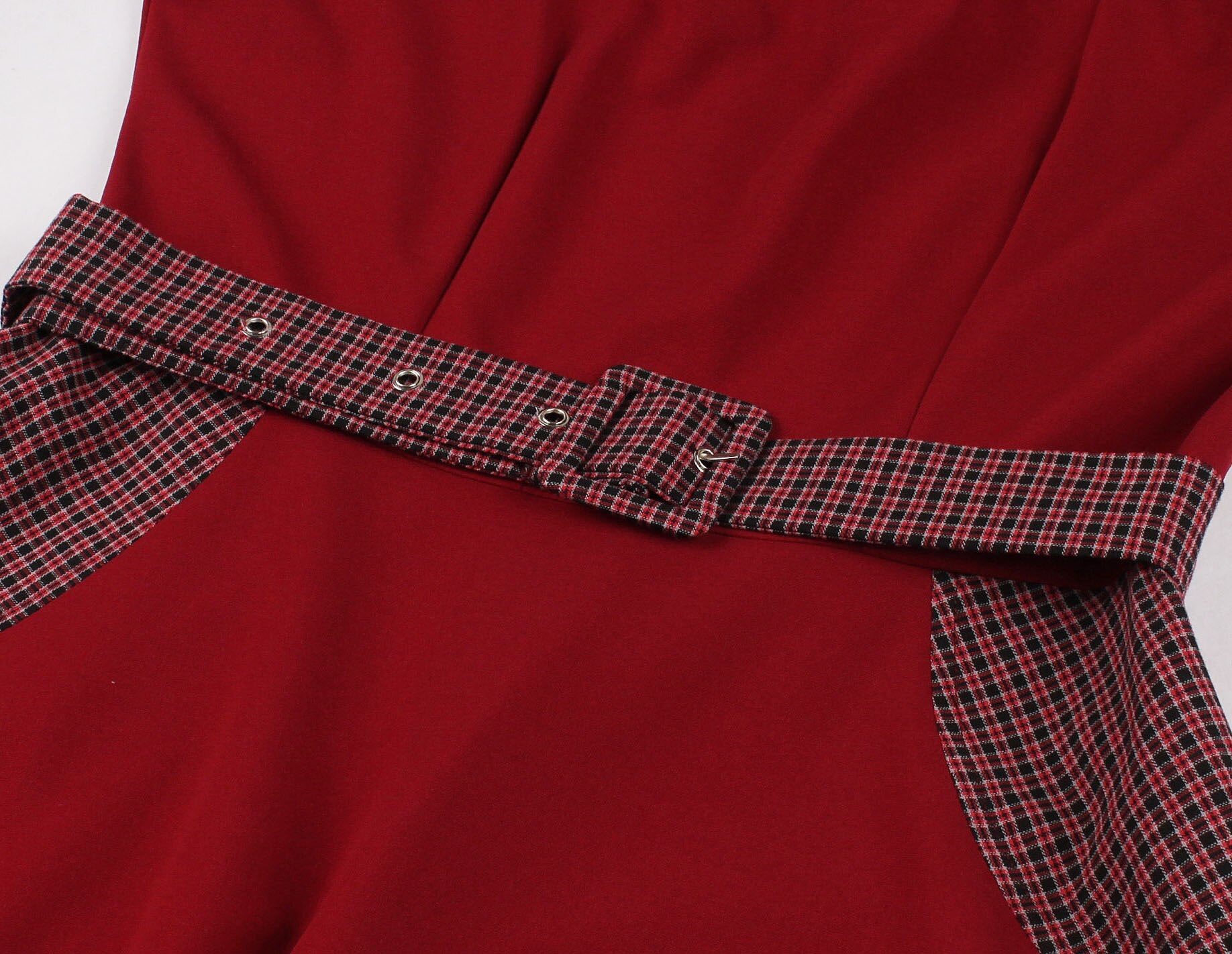 Women Plaid Bow Vintage Dress