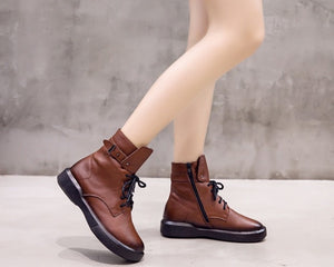 Women Genuine Leather Handmade Ankle Boots