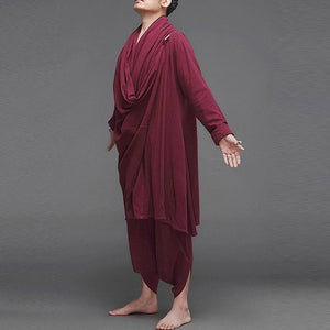 Men Turtleneck Irregular Cloak Coats Drop Crotch Pants Vintage Suits