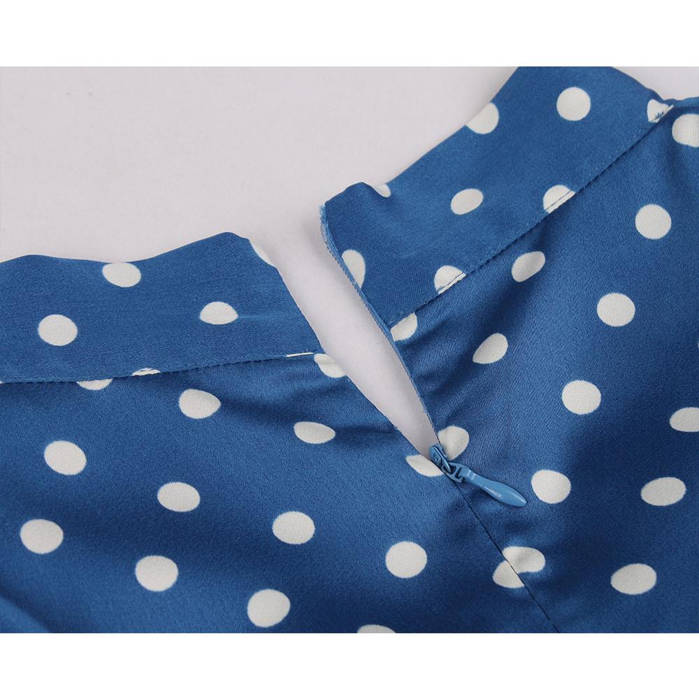 Women Short Sleeve Polka Dots Vintage Dress