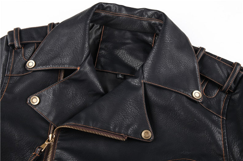 Men Motorcycle PU Leather Jacket