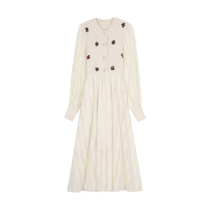 Women Embroidery Korea Style Slim Wool Knitting Dress