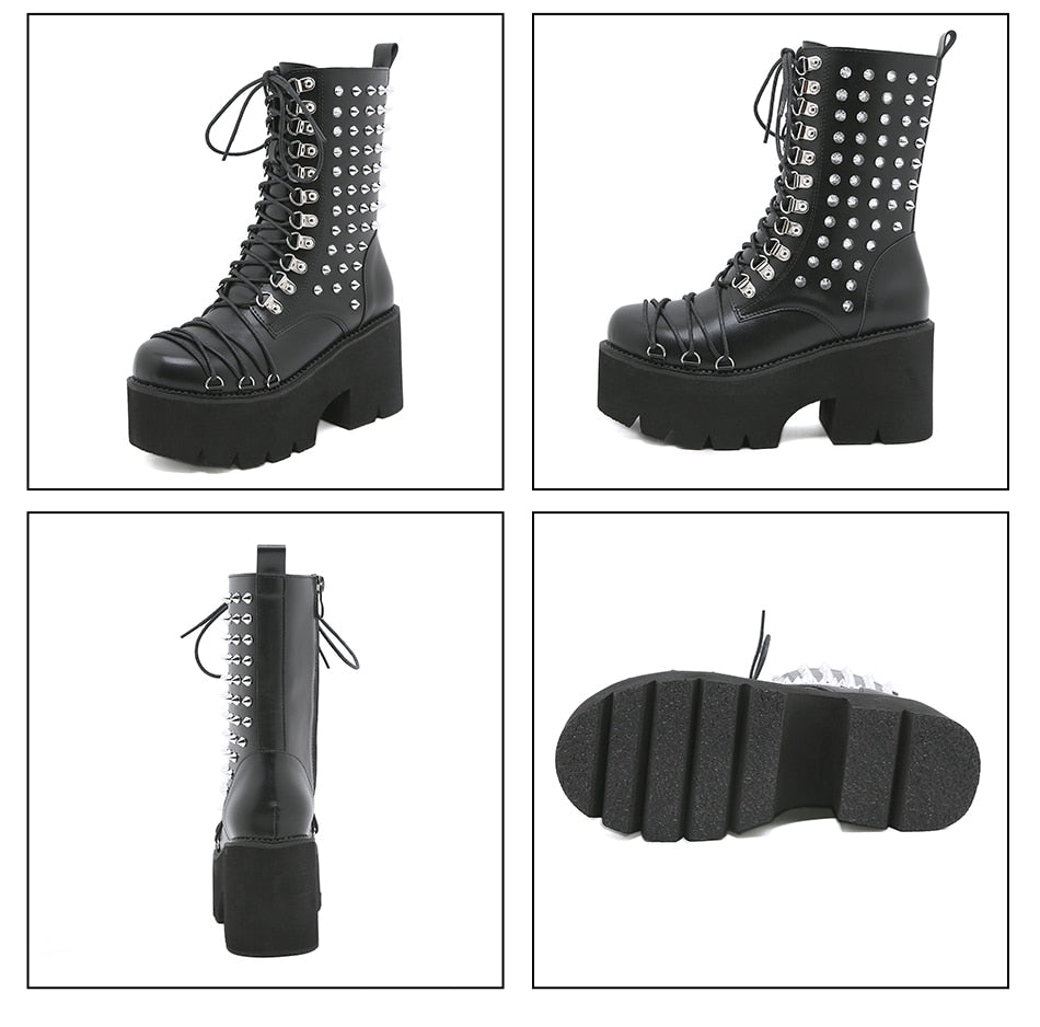 Women Handmade Motorcycle Punk Lolita Boots