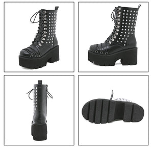 Women Handmade Motorcycle Punk Lolita Boots