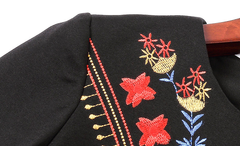 Women Embroidery Vintage Celebrity-inspired Robe Cocktail Dress