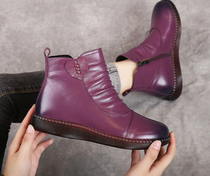 Women Genuine Leather Ankle Casual Boots