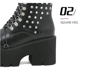 Women Handmade Motorcycle Punk Lolita Boots