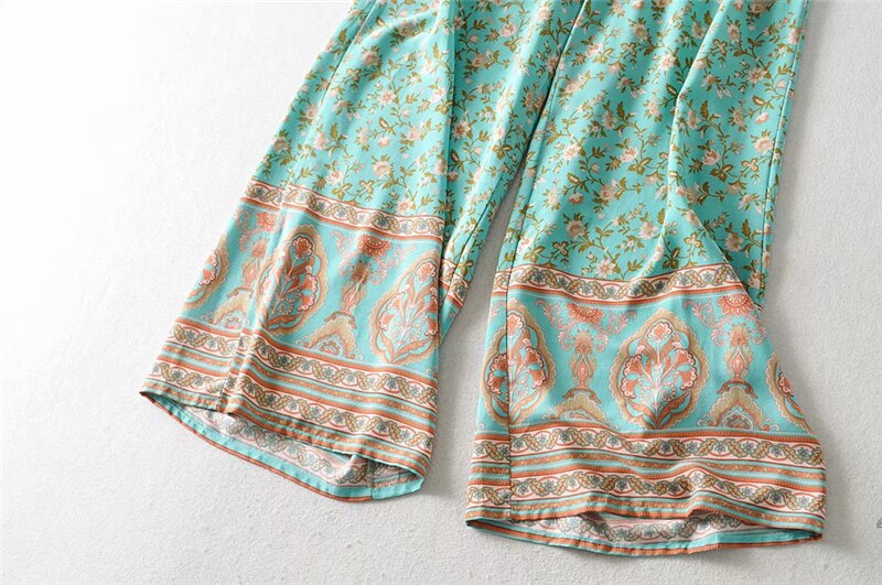 Women Bohemian Floral Print Two Piece Outfits Sets