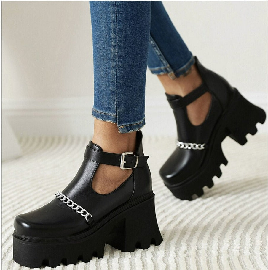 Women Casual Chains Pumps Straps Platform Shoes
