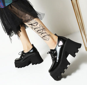 Women Lolita Heart Shape Punk Gothic Style Platform Shoes