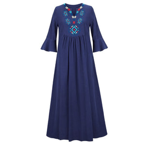 Women Bohemian Embroidered Loose Dress
