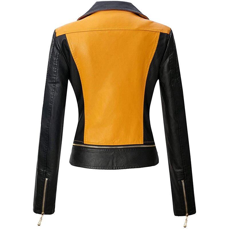 Women Retro Faux Leather Moto Biker Slim Fit Jackets