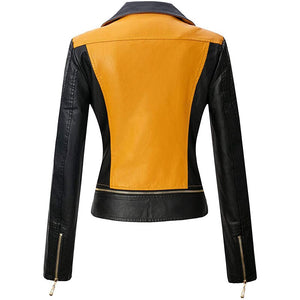 Women Retro Faux Leather Moto Biker Slim Fit Jackets