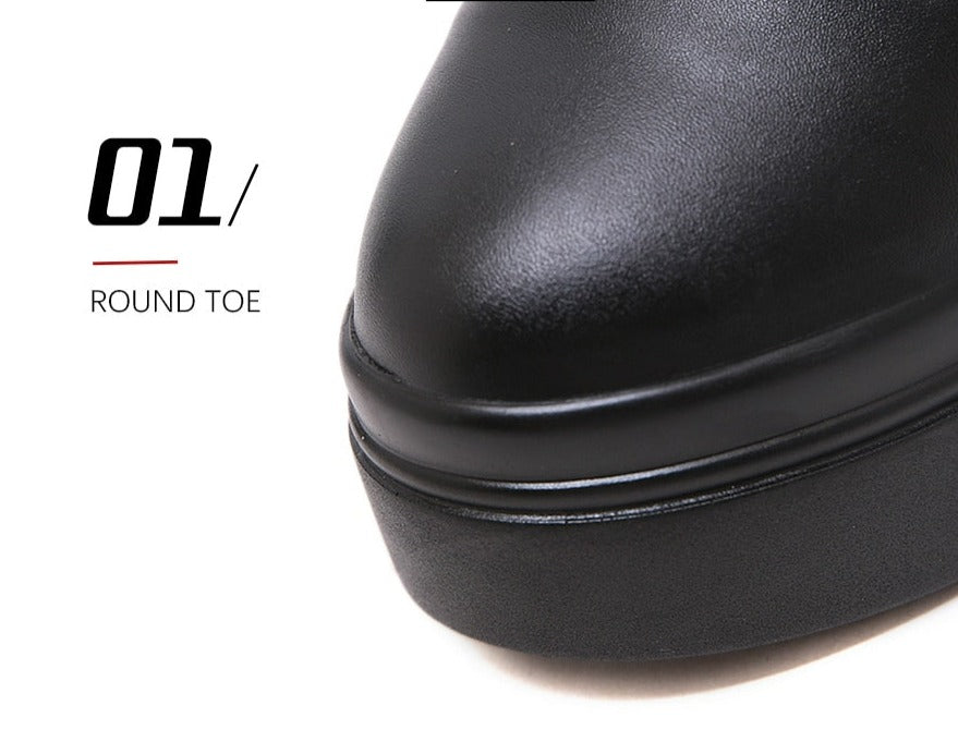 Women Chunky Combat Wedge Ankle Sock Boots