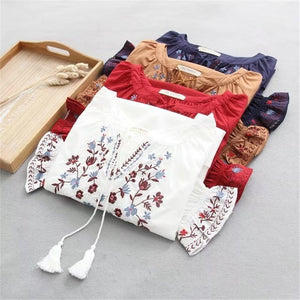 Women Embroidery Boho Ethnic Shirts