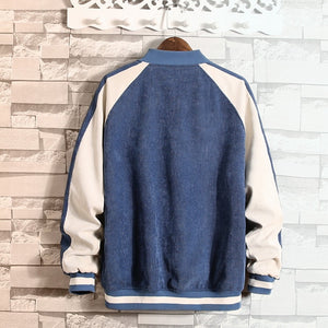 Men Baseball Button College Patchwork Jacket Coat