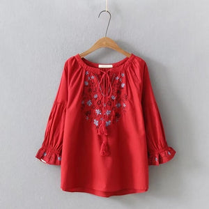 Women Embroidery Boho Ethnic Shirts
